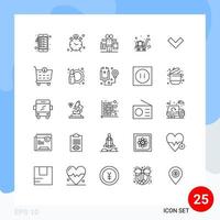 groupe de 25 lignes modernes définies pour les bagages d'alerte de chariot vers le bas travail éléments de conception vectoriels modifiables vecteur