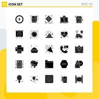 25 glyphes solides vectoriels thématiques et symboles modifiables de l'architecture d'analyse de synchronisation préparation du traitement éléments de conception vectoriels modifiables vecteur