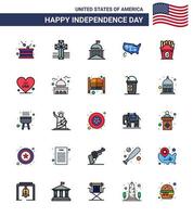 joyeux jour de l'indépendance usa pack de 25 lignes créatives remplies à plat de frise états-unis irlandais modifiables usa day vector design elements