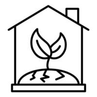 icône de ligne de maison verte vecteur