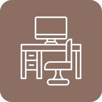 ligne de table d'ordinateur icônes d'arrière-plan de coin rond vecteur