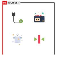 pack de 4 icônes plates créatives d'ajouter des dispositifs de séchage vhs jouer des éléments de conception vectoriels modifiables vecteur