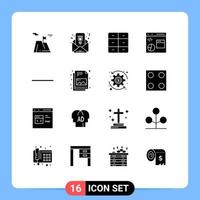 pack de 16 signes et symboles de glyphes solides modernes pour les supports d'impression Web tels que le placard de développement moins développer des éléments de conception vectoriels modifiables de codage vecteur