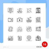 pack de 16 signes et symboles de contours modernes pour les supports d'impression Web tels que le processus de prototypage mariage ingénierie printemps éléments de conception vectoriels modifiables vecteur