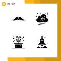 pack de signes et de symboles de glyphes solides modernes pour les supports d'impression web tels que les éléments de conception vectoriels modifiables de la plante d'automne mâle à moustache vecteur