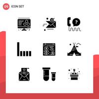 ensemble de 9 symboles d'icônes d'interface utilisateur modernes signes pour le web de l'usine signal d'aide connexion éléments de conception vectoriels modifiables vecteur