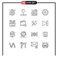 aperçu de l'interface mobile ensemble de 16 pictogrammes d'éléments de conception vectoriels modifiables du bouton de l'interface utilisateur de production vecteur