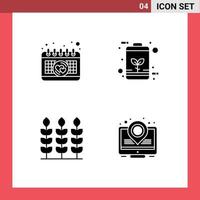 ensemble de 4 pack de glyphes solides commerciaux pour le calendrier grâce à la carte thermique de l'énergie de la batterie éléments de conception vectoriels modifiables vecteur