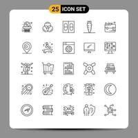 pack d'icônes vectorielles stock de 25 signes et symboles de ligne pour l'emplacement du bangladash sac d'école de médecine éléments de conception vectoriels modifiables vecteur