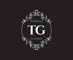 tg initiales lettre mariage monogramme logos collection, modèles minimalistes et floraux modernes dessinés à la main pour cartes d'invitation, réservez la date, identité élégante pour restaurant, boutique, café en image vectorielle vecteur