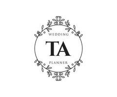 ta initiales lettre mariage monogramme logos collection, modèles minimalistes et floraux modernes dessinés à la main pour cartes d'invitation, réservez la date, identité élégante pour restaurant, boutique, café en image vectorielle vecteur