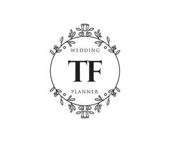 tf initiales lettre collection de logos de monogramme de mariage, modèles minimalistes et floraux modernes dessinés à la main pour cartes d'invitation, réservez la date, identité élégante pour restaurant, boutique, café en image vectorielle vecteur