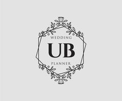 collection de logos de monogramme de mariage lettre initiales ub, modèles minimalistes et floraux modernes dessinés à la main pour cartes d'invitation, réservez la date, identité élégante pour restaurant, boutique, café en image vectorielle vecteur