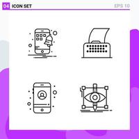 ensemble de 4 icônes dans les symboles de contour créatifs de style ligne pour la conception de sites Web et les applications mobiles signe d'icône de ligne simple isolé sur fond blanc 4 icônes vecteur