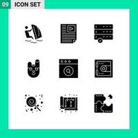 ensemble moderne de 9 glyphes et symboles solides tels que les appareils de lapin de rapport de visage d'application éléments de conception vectoriels modifiables vecteur