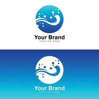 logo d'onde océanique, conception d'onde d'eau, vecteur de conception de marque