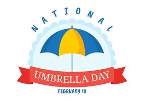 célébration de la journée nationale des parapluies le 10 février pour nous protéger de la pluie et du soleil en dessin animé plat illustration de modèle dessiné à la main vecteur