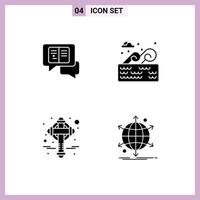 pack de 4 signes et symboles de glyphes solides modernes pour les supports d'impression Web tels que chat irlande sms place patrick éléments de conception vectoriels modifiables vecteur