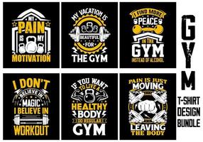 ensemble de conception de t-shirt de gym, citation de motivation de gym, conception de t-shirt inspirant pour l'entraînement, conception de t-shirt de fitness vecteur