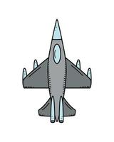 avion de chasse militaire, icône vectorielle de doodle. illustration vectorielle de matériel d'aviation de guerre. isoler sur blanc. vecteur