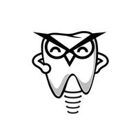 hibou combiner avec la conception de logo de dent pour dentiste stomatologie logos de clinique dentaire illustration de modèle de vecteur médical