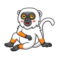 dessin animé mignon singe lémurien sifaka assis vecteur