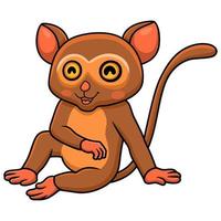 mignon petit dessin animé tarsier assis vecteur