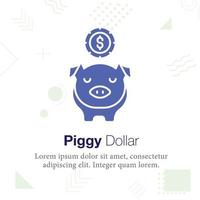 piggy, dollar, économiser de l'argent vecteur icône illustration