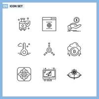 ensemble moderne de 9 contours et symboles tels que fire ware printemps encaisser des éléments de conception vectoriels modifiables de température météo vecteur
