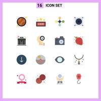 pack de 16 symboles universels de couleur plate de moteur d'entreprise de lien de sac de cas pack modifiable d'éléments de conception de vecteur créatif