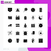 interface mobile glyphe solide ensemble de 25 pictogrammes d'éléments de conception vectoriels modifiables de flèche de cercle de développement de direction gps vecteur