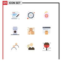 pack d'icônes vectorielles stock de 9 signes et symboles de ligne pour l'industrie boîte décoration nourriture café éléments de conception vectoriels modifiables vecteur