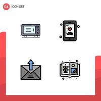 ensemble de 4 symboles d'icônes d'interface utilisateur modernes signes pour le commerce électrique four fête des pères contour éléments de conception vectoriels modifiables vecteur