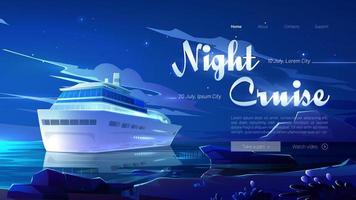 site de croisière de nuit avec bateau dans l'océan vecteur