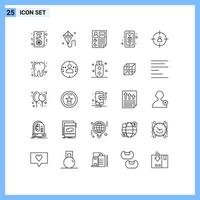 interface utilisateur pack de 25 lignes de base d'éléments de conception vectoriels modifiables de rapport d'impression d'analyse de smartphone humain vecteur