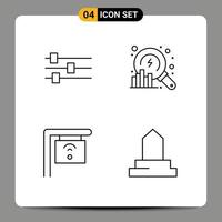 concept de 4 lignes pour les sites Web mobiles et applications conception analyse des signes recherche bâtiment historique éléments de conception vectoriels modifiables vecteur