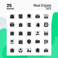 25 jeu d'icônes immobilières 100 eps modifiables 10 fichiers idées de concept de logo d'entreprise conception d'icône de glyphe solide vecteur