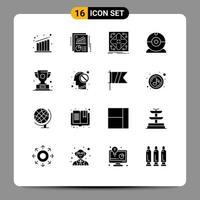 pack d'icônes vectorielles stock de 16 signes et symboles de ligne pour les appareils d'infrastructure de trophée de victoire cam éléments de conception vectoriels modifiables vecteur