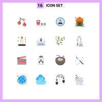 pack de 16 couleurs plates créatives de yourte hut avatar utilisateur personne pack modifiable d'éléments de conception de vecteur créatif