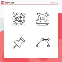 Pack de 4 lignes d'interface utilisateur de signes et symboles modernes de marqueur de flèche éléments de conception vectoriels modifiables d'ancrage de salle de bain aléatoire vecteur