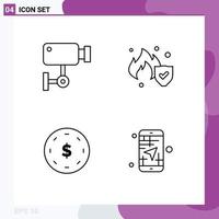 pack de 4 signes et symboles modernes de couleurs plates remplies pour les supports d'impression Web tels que les éléments de conception vectoriels modifiables yen finance surveillance assurance yen vecteur