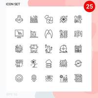 symboles d'icônes universels groupe de 25 lignes modernes d'équipement jeu de fête décoration de rangoli éléments de conception vectoriels modifiables vecteur