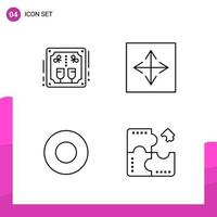 ensemble d'icônes de contour pack de 4 icônes de ligne isolées sur fond blanc pour la conception de sites Web réactifs d'impression et d'applications mobiles vecteur