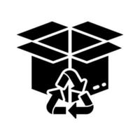 icône de silhouette de boîte de recyclage écologique. écologie paquet de recyclage naturel pictogramme de glyphe de conservation de l'environnement. pack de carton bio bio pour l'icône de livraison. illustration vectorielle isolée. vecteur