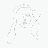 belle femme dessin à la main visage dessin au trait, illustration moderne d'une ligne vecteur