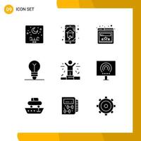 ensemble de 9 symboles d'icônes d'interface utilisateur modernes signes pour idée d'entreprise maison wifi site créatif éléments de conception vectoriels modifiables vecteur