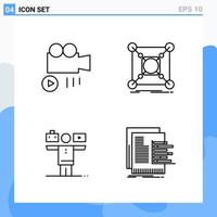 icônes de style moderne à 4 lignes symboles de contour pour un usage général signe d'icône de ligne créative isolé sur fond blanc pack de 4 icônes vecteur