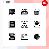 9 icônes créatives signes et symboles modernes du bureau de l'utilisateur document de facture analogique éléments de conception vectoriels modifiables vecteur