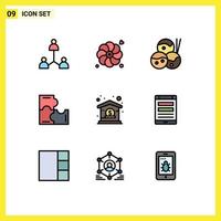 9 icônes créatives signes et symboles modernes d'entreprise de gestion banque japonaise jeu de puzzle éléments de conception vectoriels modifiables vecteur