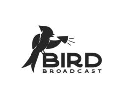 oiseau avec logo mégaphone. modèle de conception de logo de diffusion d'oiseaux vecteur
